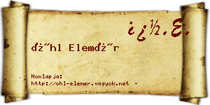 Öhl Elemér névjegykártya